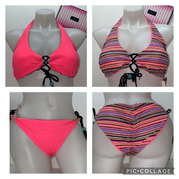 🔥VICTORIA SECRET SWIMSUIT 2pc smallpush-up//small New #1 reversible